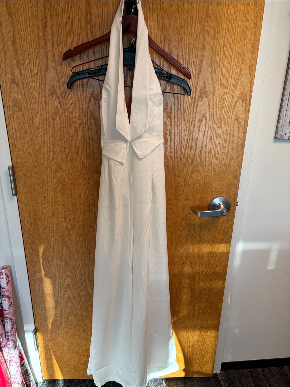 12th Tribe Cream Halter backless jumpsuit